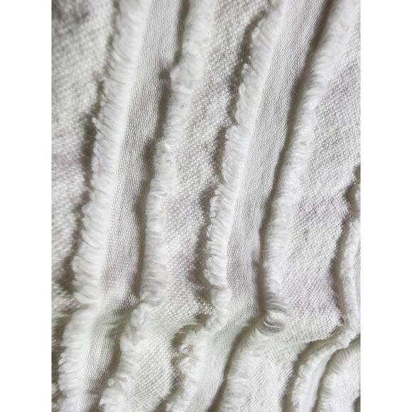 NICOLE MILLER HOME White Frayed Stripe STANDARD Pillow Shams - Set of 2 - Picture 4 of 10